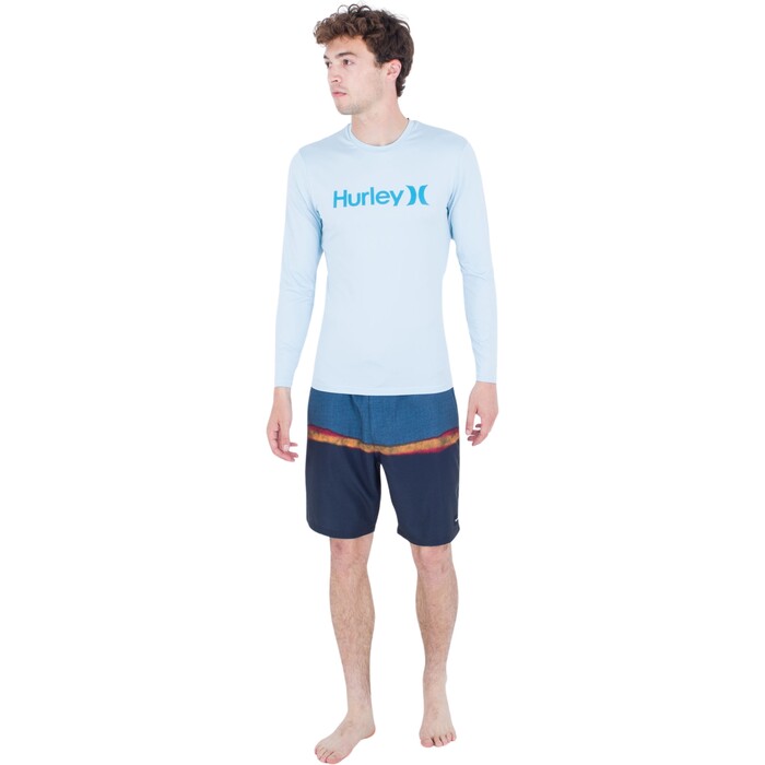 2024 Hurley Mens One And Only Quickdry Long Sleeve Rash Vest MAT0001020 - Sea Haze